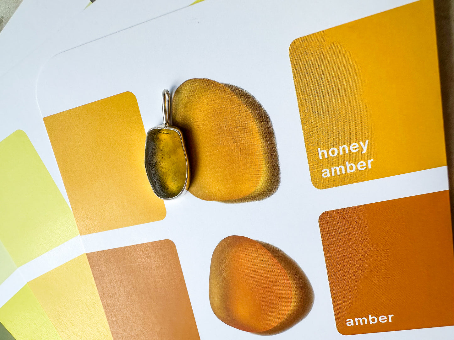 Honey amber sea glass necklace (with or without chain)