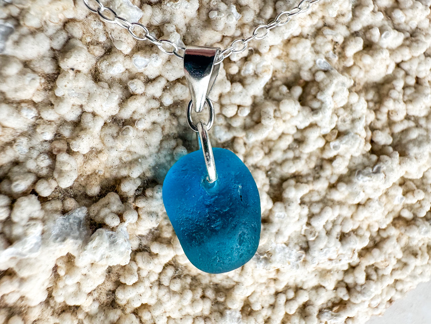 Turquoise yellow sea glass necklace