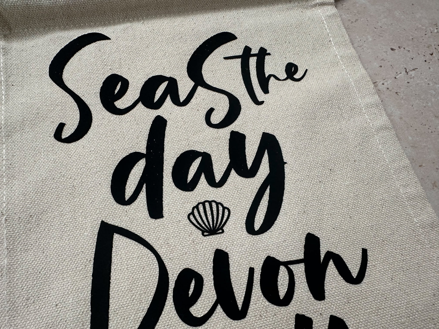 Seas the day devon way canvas banner