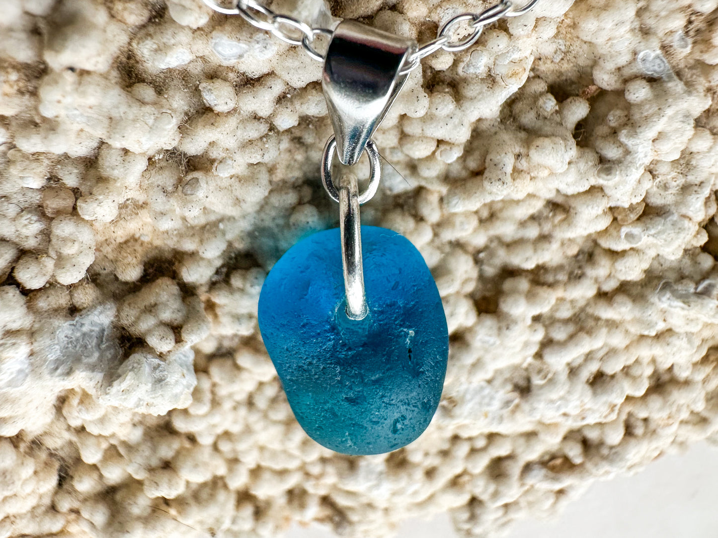 Turquoise yellow sea glass necklace