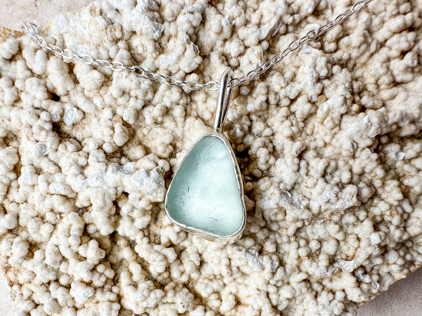 Seafoam sea glass necklace (with or without chain)