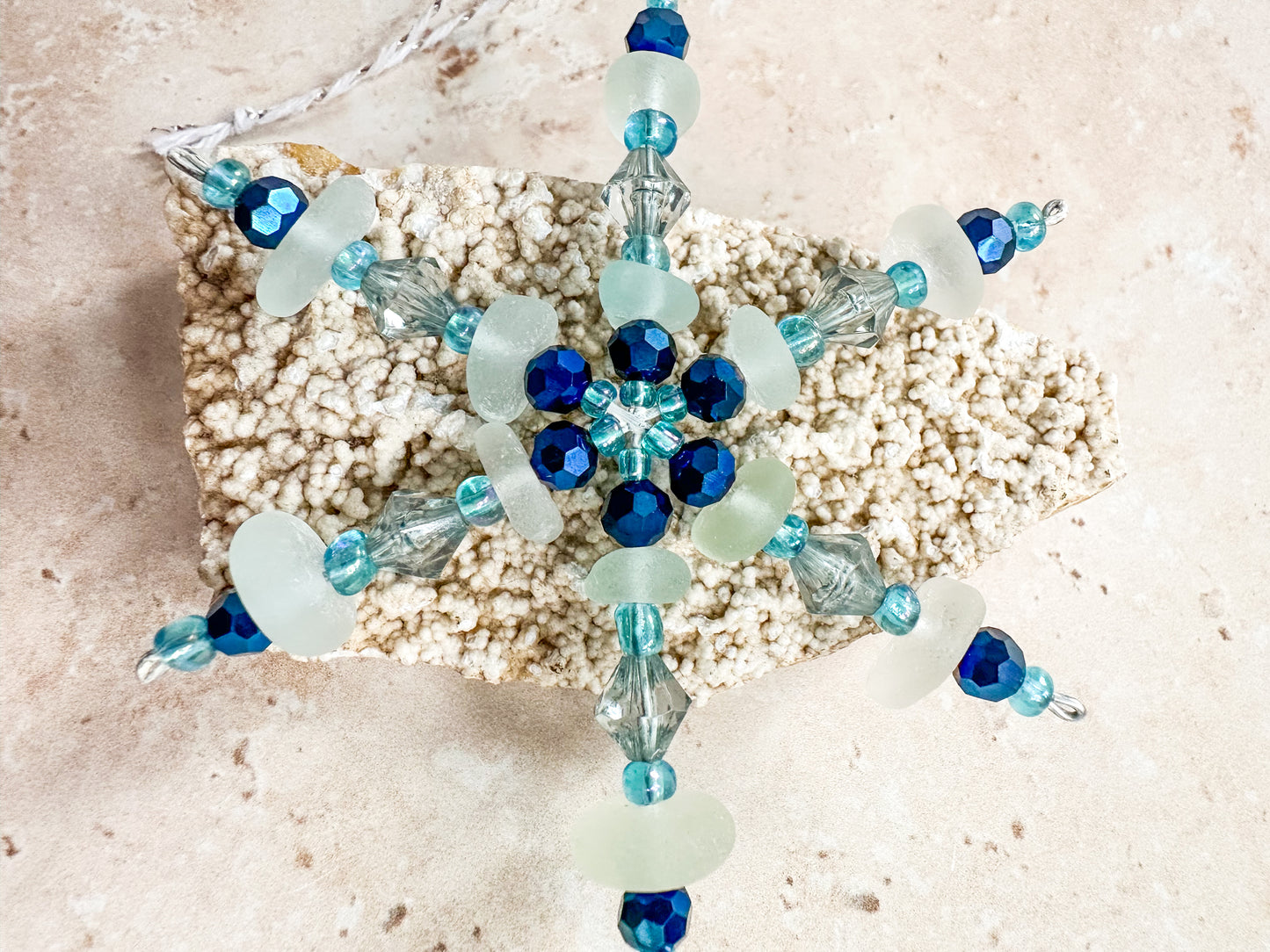 Sea glass snowflake ornament