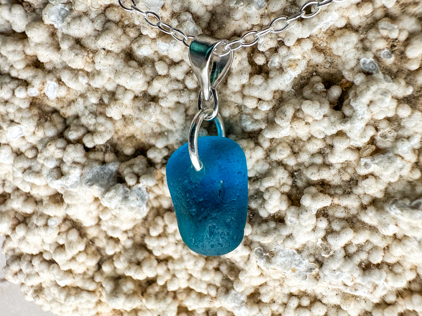 Turquoise yellow sea glass necklace