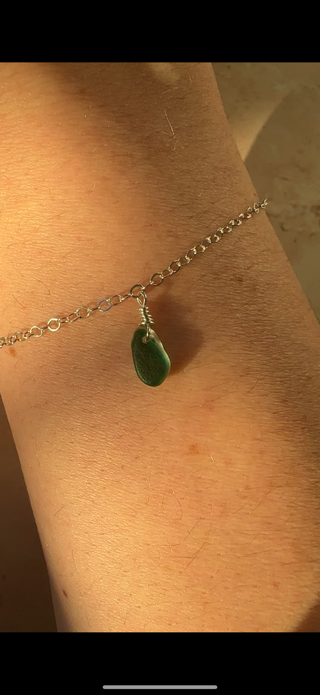 Sterling silver bracelet with Seaham multi sea glass charms – 19cm