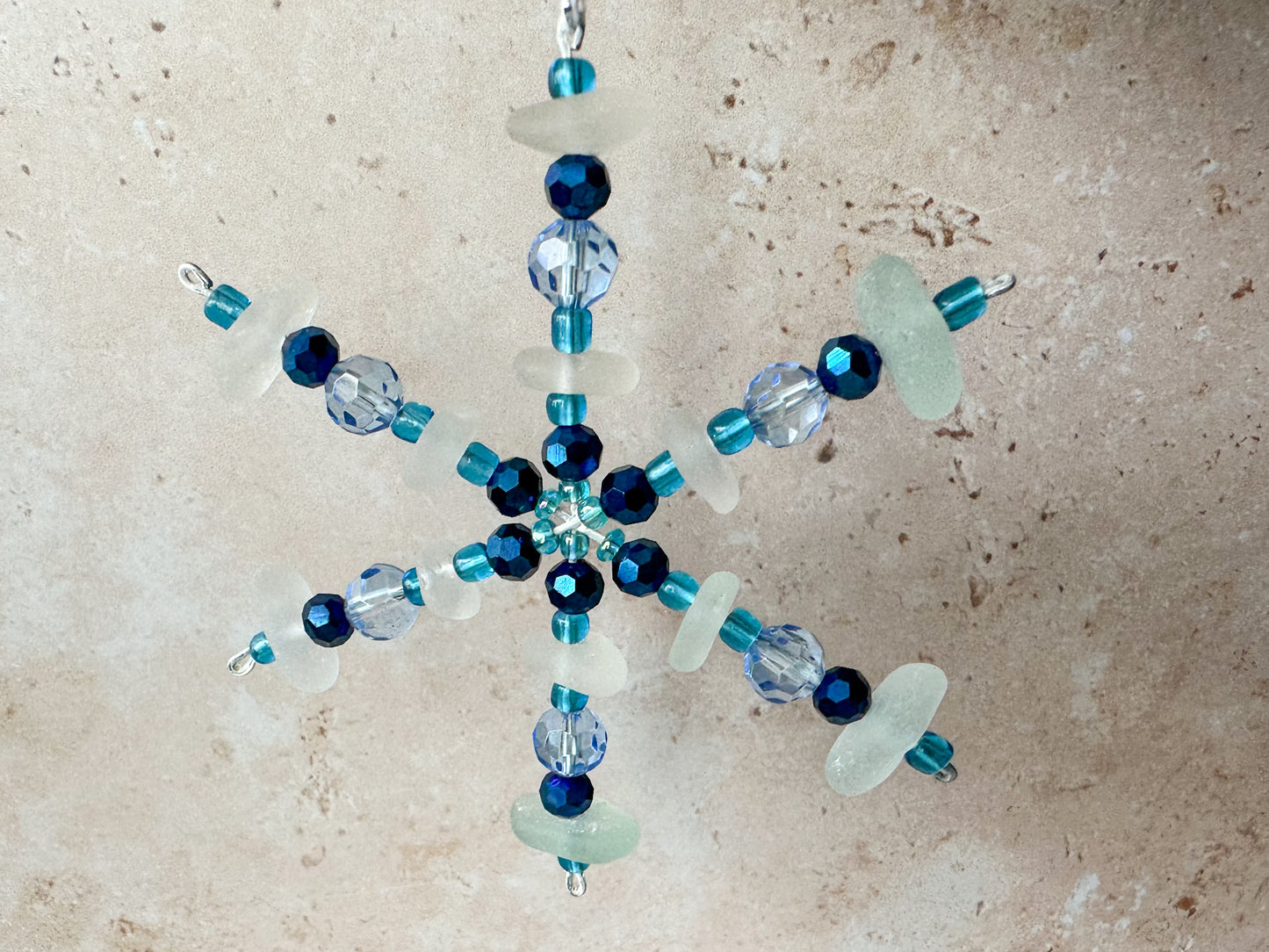 Sea glass snowflake ornament