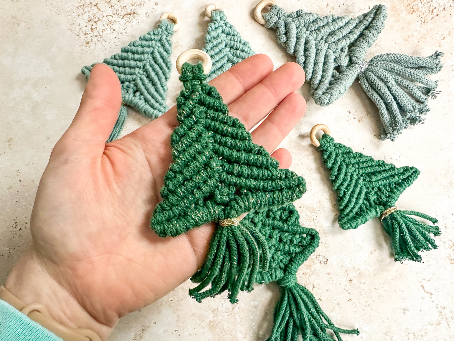 CLEARANCE Macrame Christmas trees small