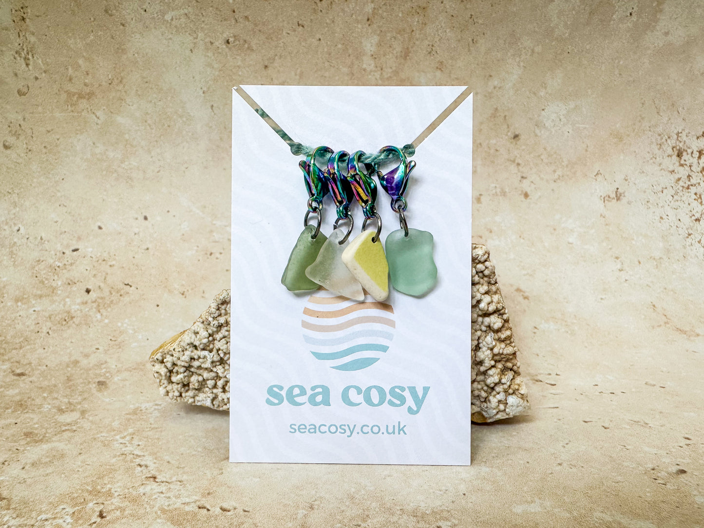 Sea glass and sea pottery crochet stitch markers