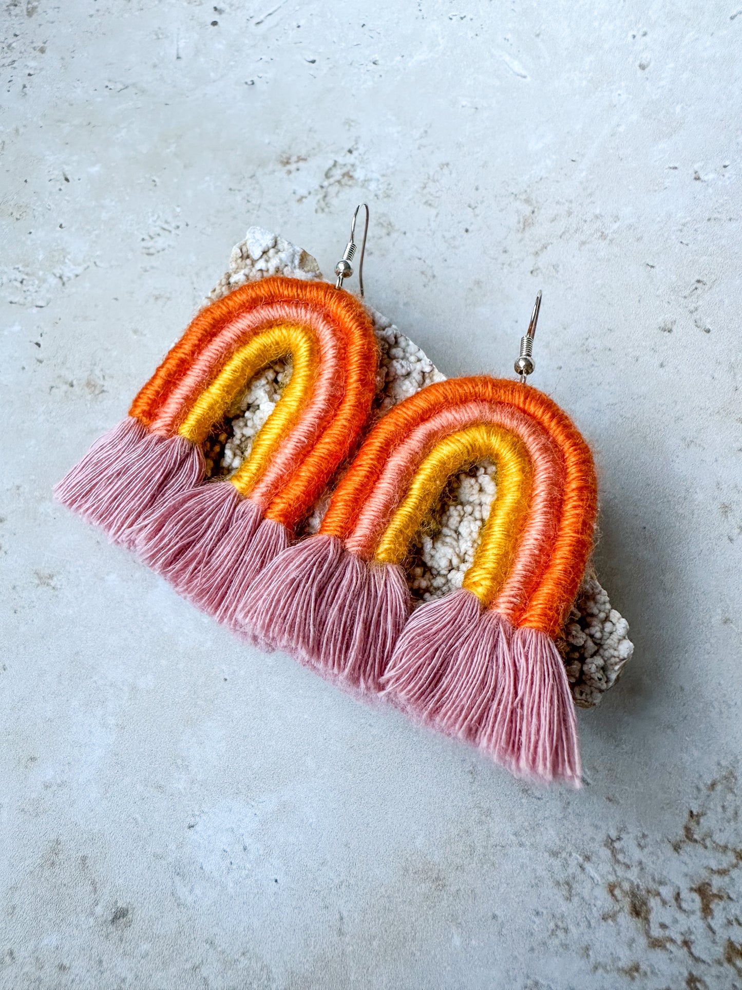 Rainbow macrame earrings