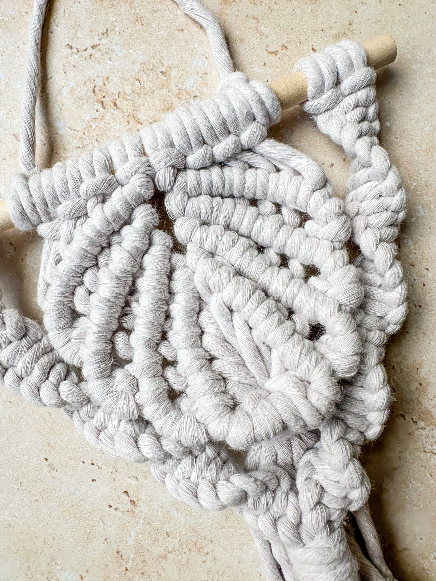 Macrame scallop shell wall hanging