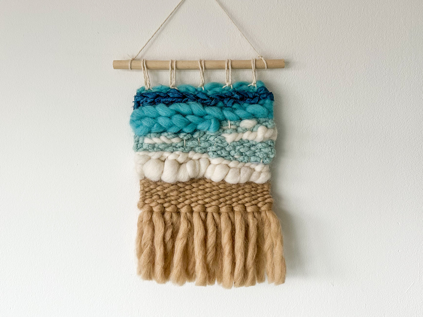Handwoven Seascape Wall Hanging – Coastal Fiber Art