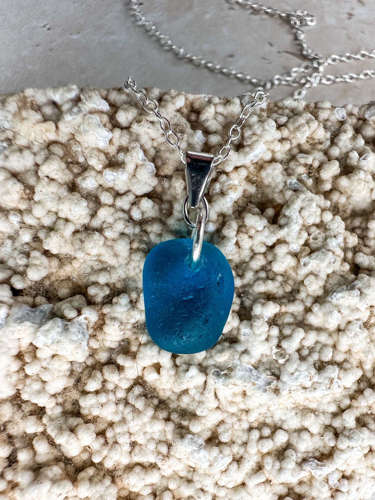Turquoise yellow sea glass necklace