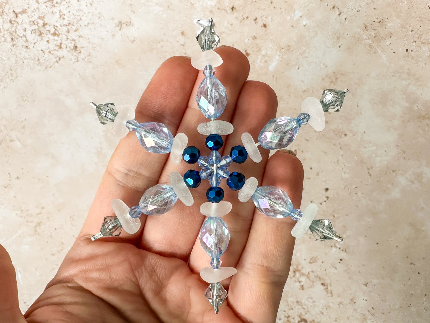 Sea glass snowflake ornament size small