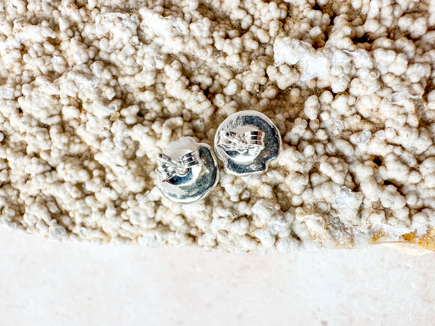 Silver sea shell earring studs