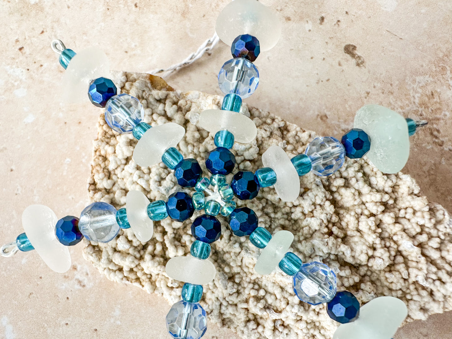 Sea glass snowflake ornament