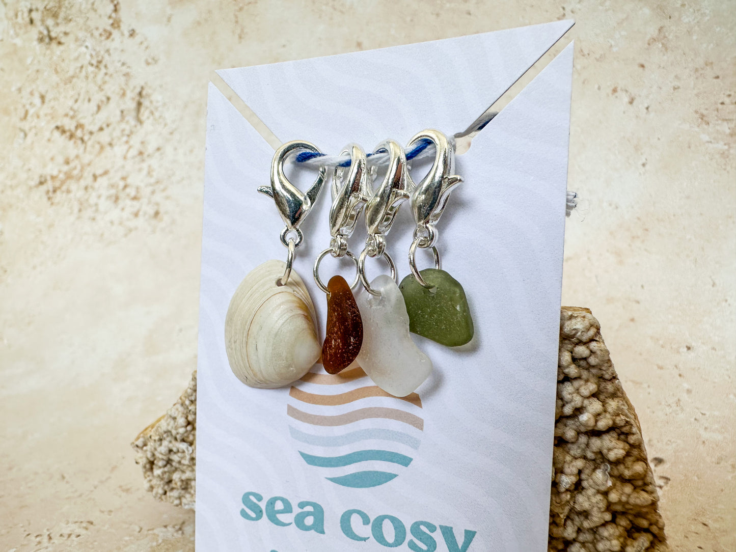 Sea glass and sea shell crochet stitch markers