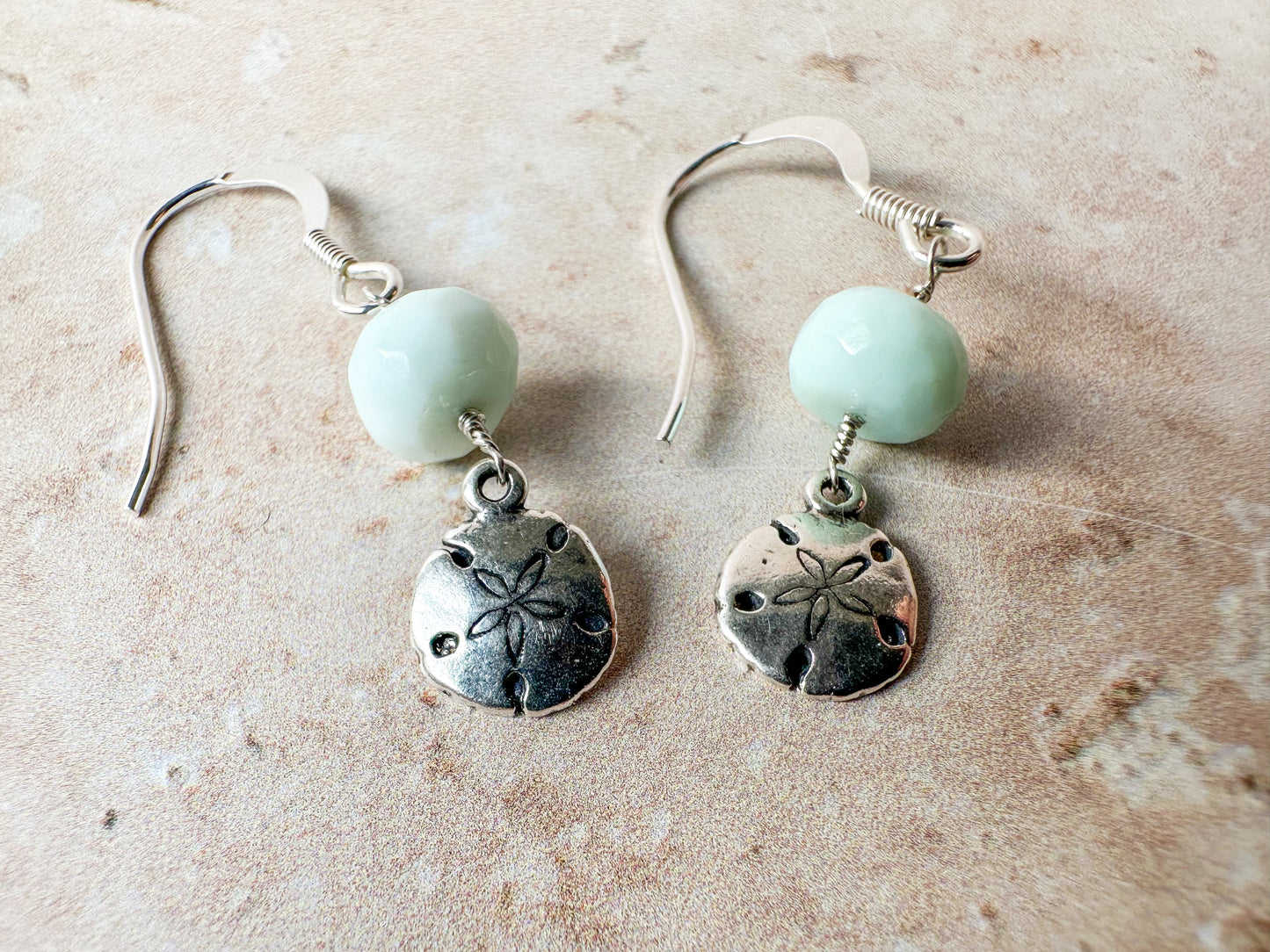 Sand dollar Peruvian opal earrings