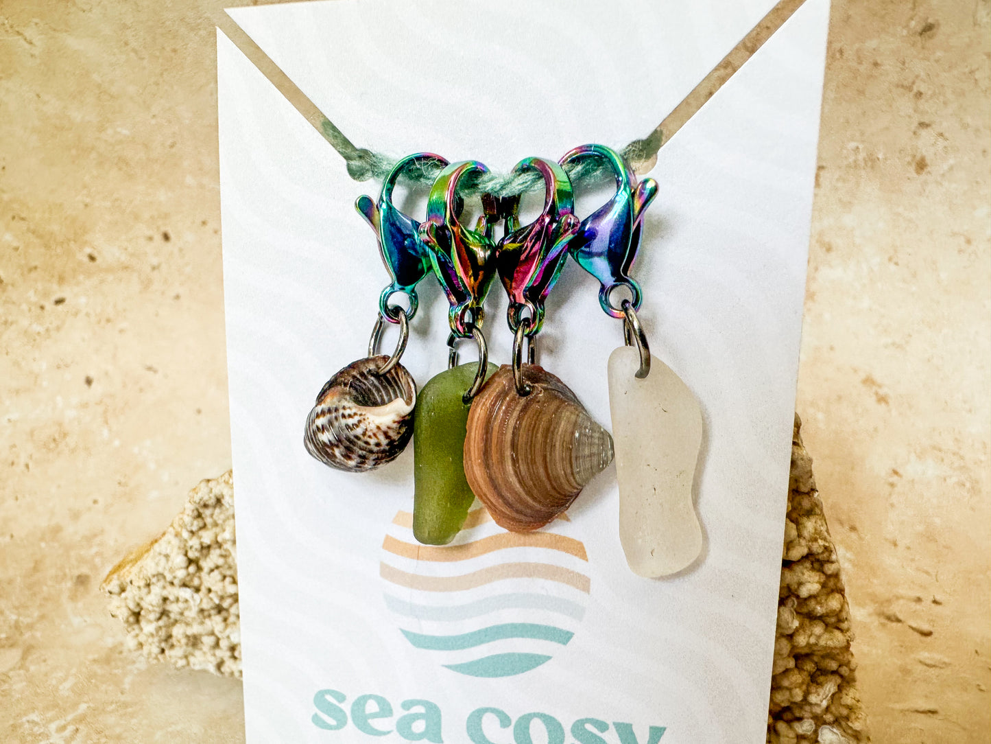 Sea glass and sea shell crochet stitch markers