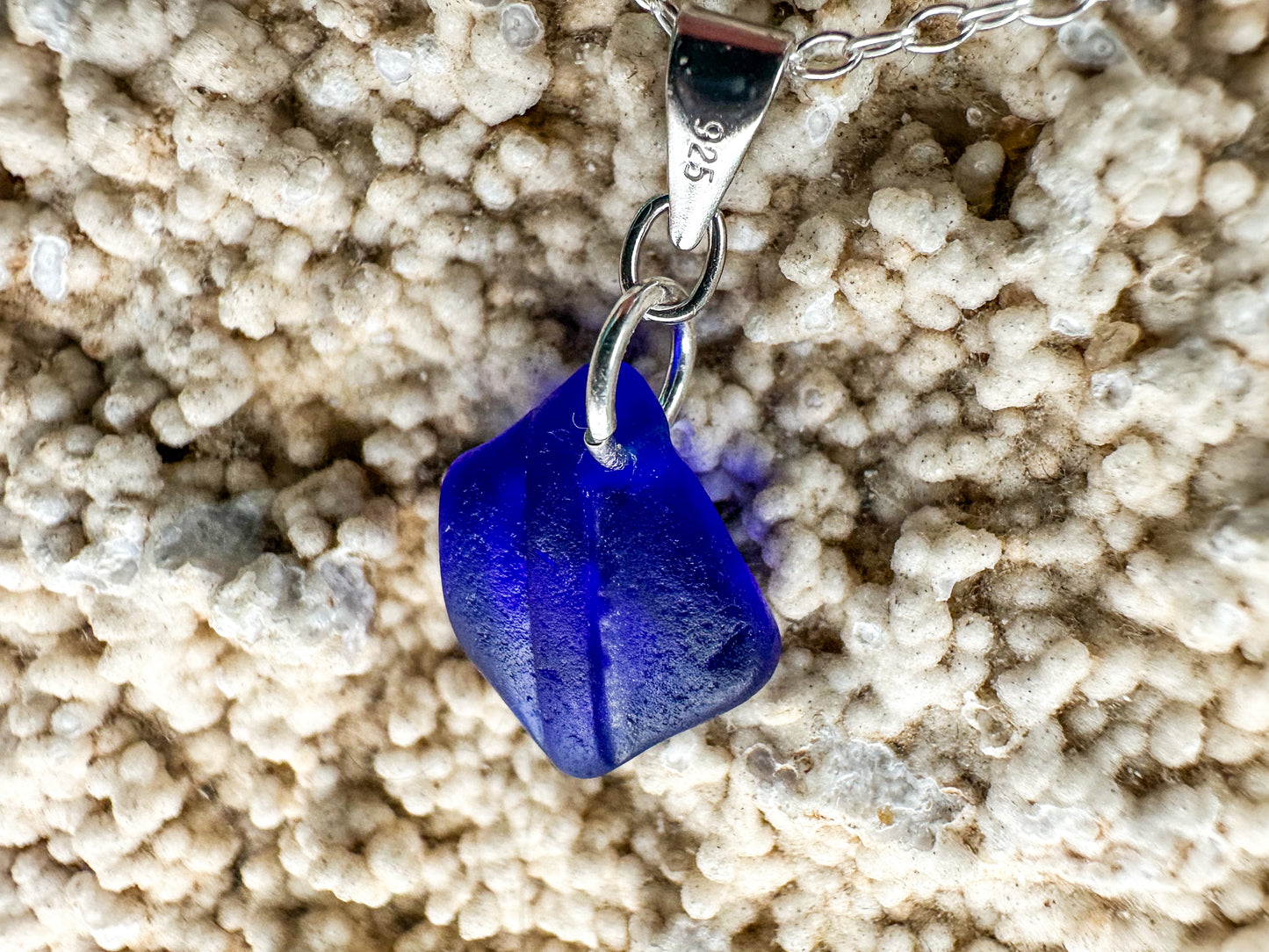 Blue sea glass necklace