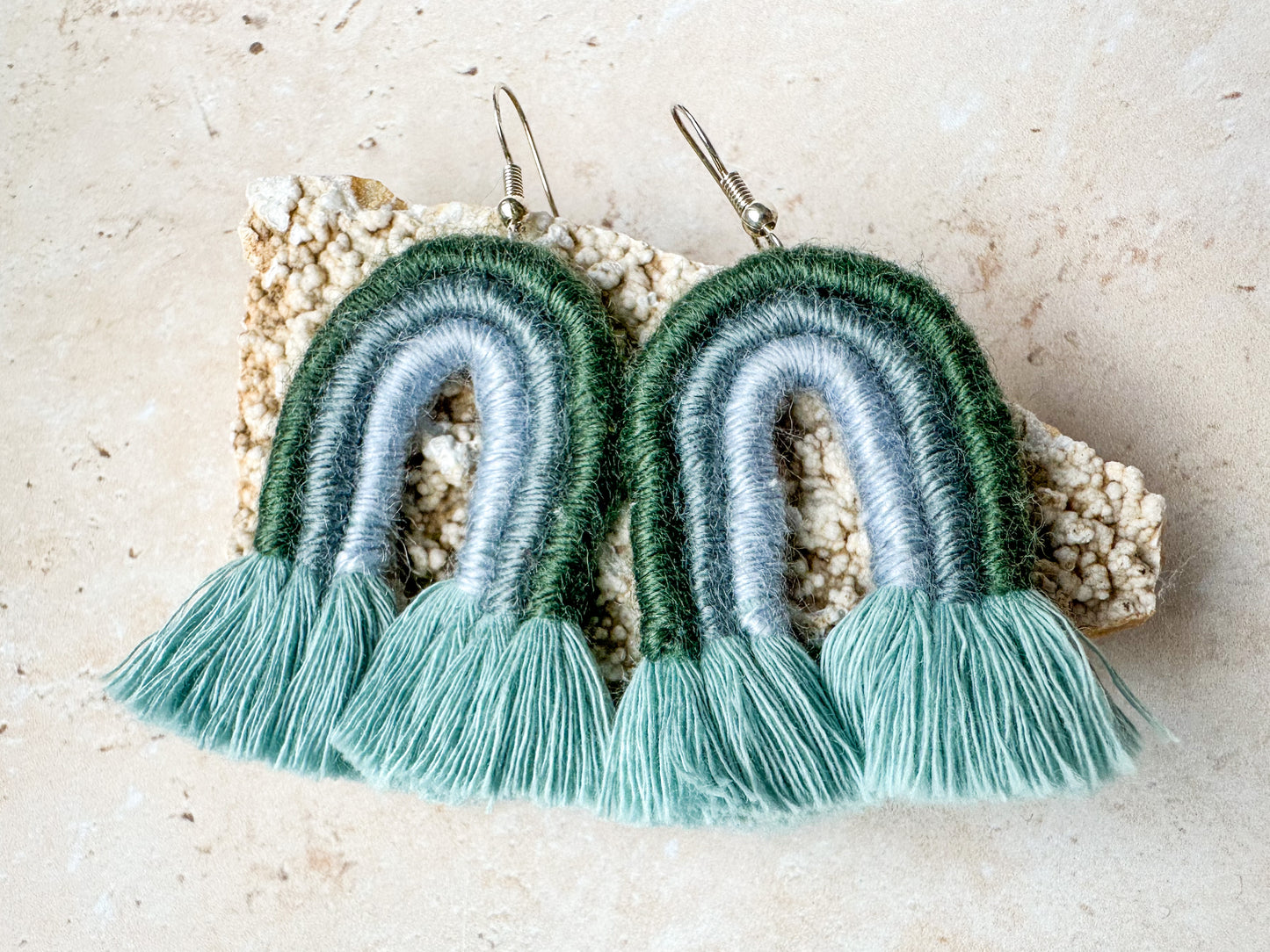 Rainbow macrame earrings