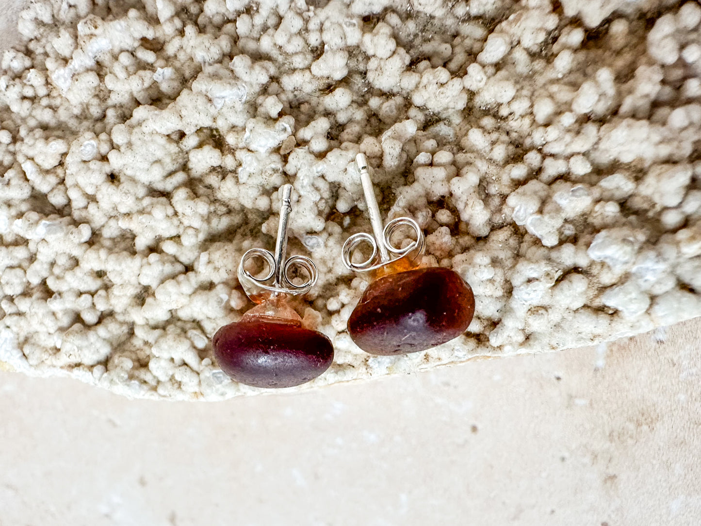 Sea glass earring studs