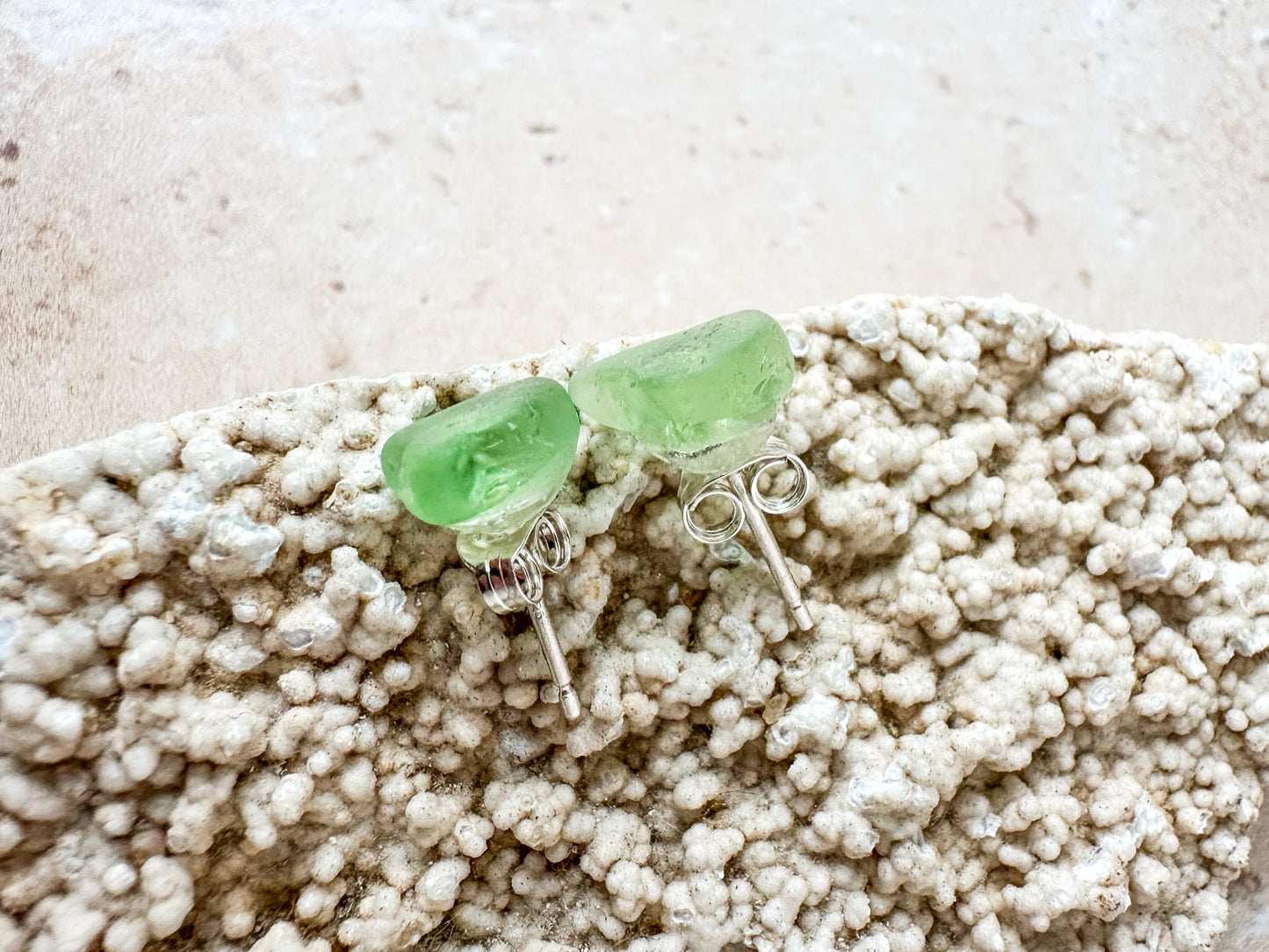 Sea glass earring studs