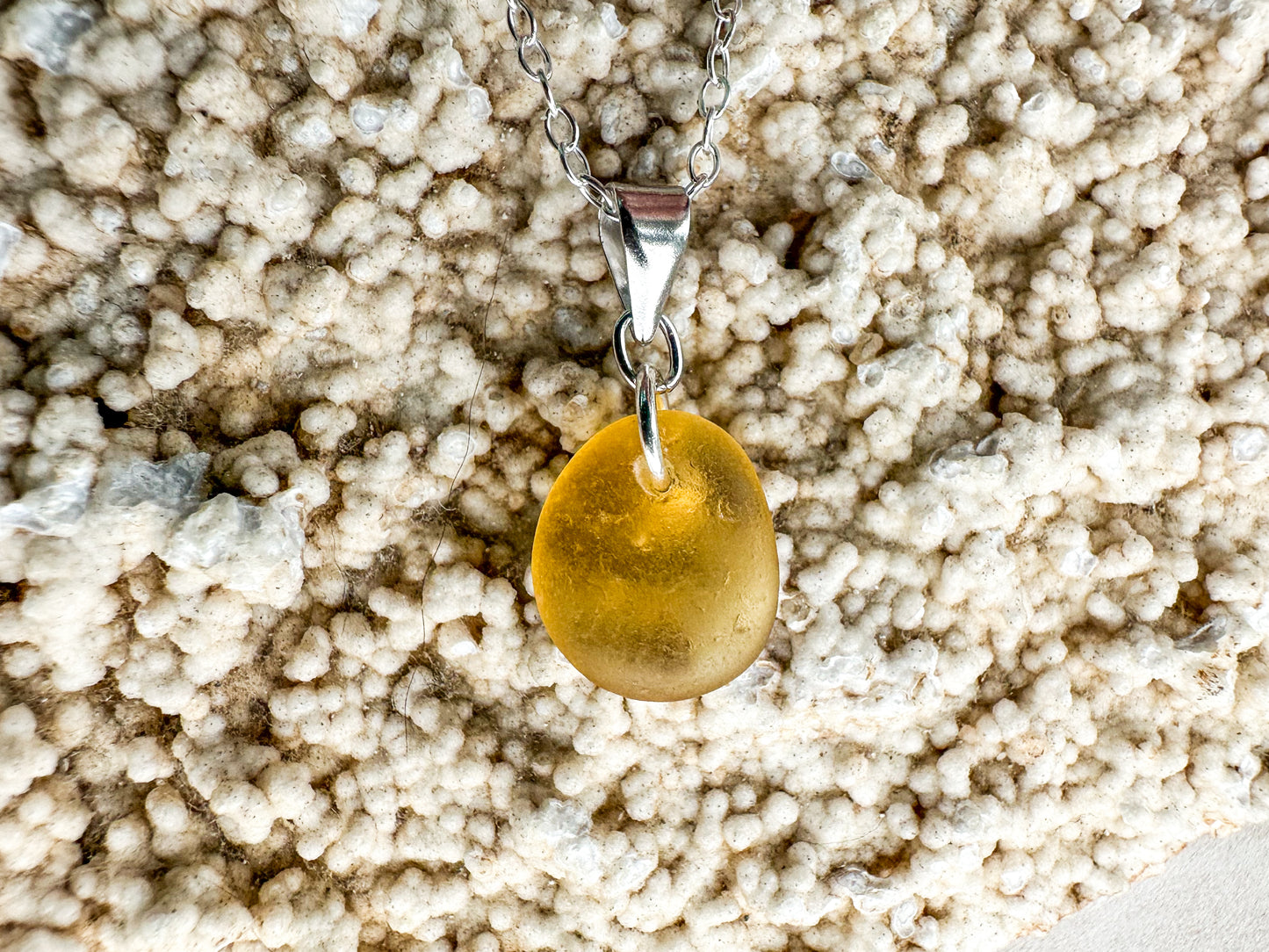 Honey yellow sea glass necklace