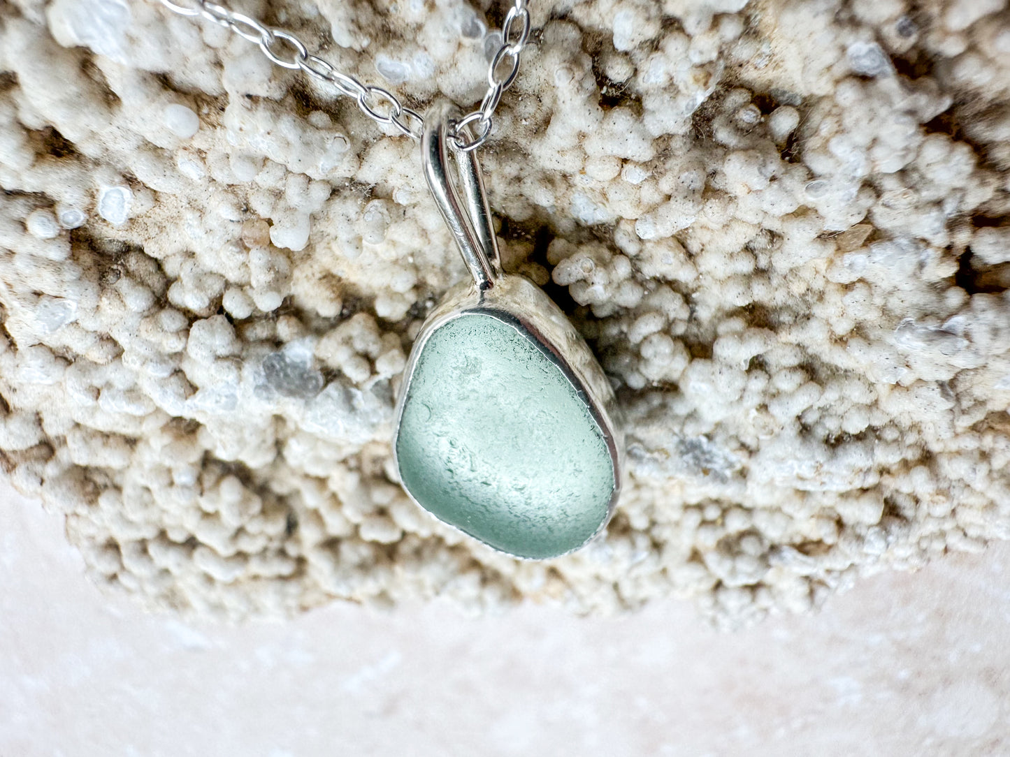 Seafoam green sea glass necklace (with or without chain)