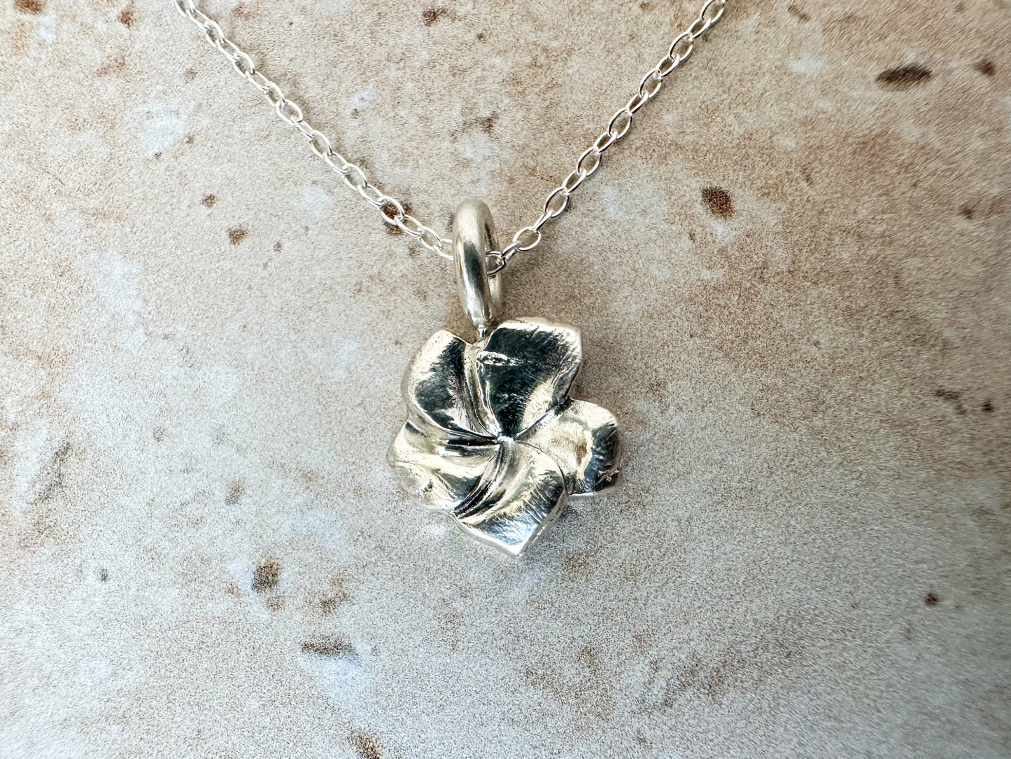 Hibiscus fine silver necklace pendant