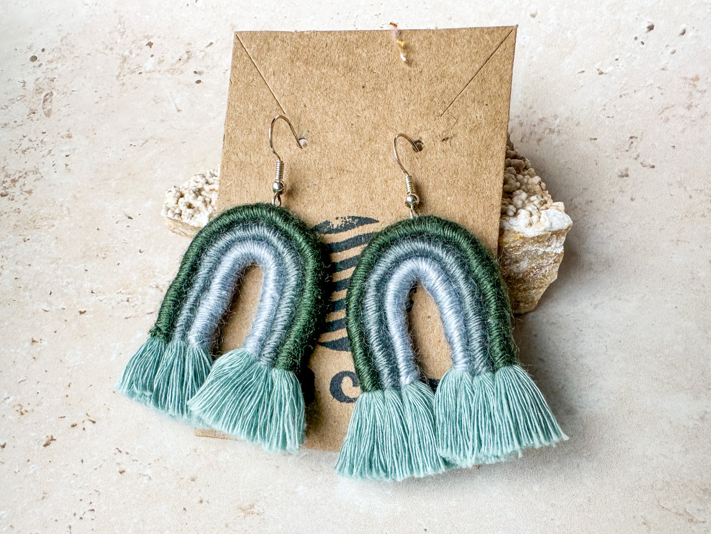 Rainbow macrame earrings