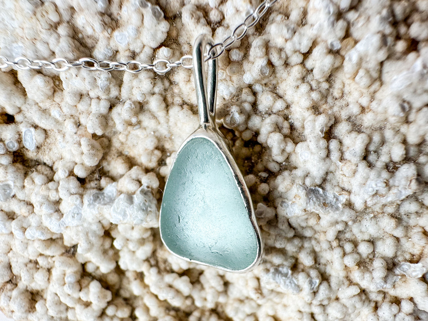 Seafoam sea glass necklace (with or without chain)