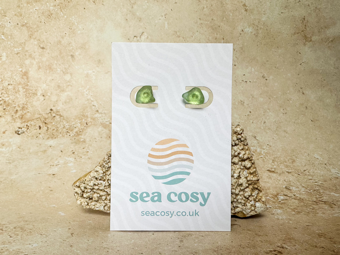 Sea glass earring studs