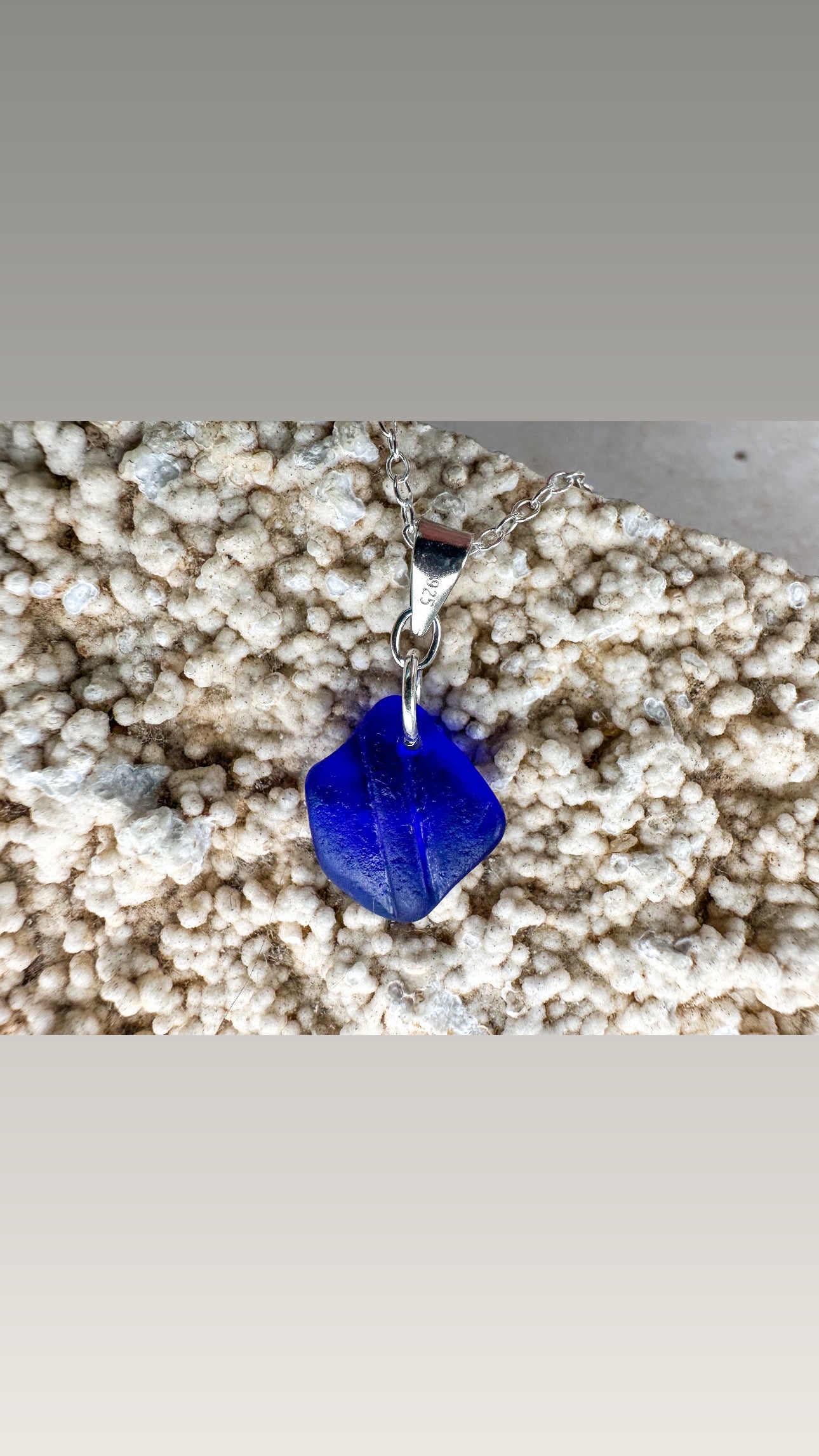 Blue sea glass necklace
