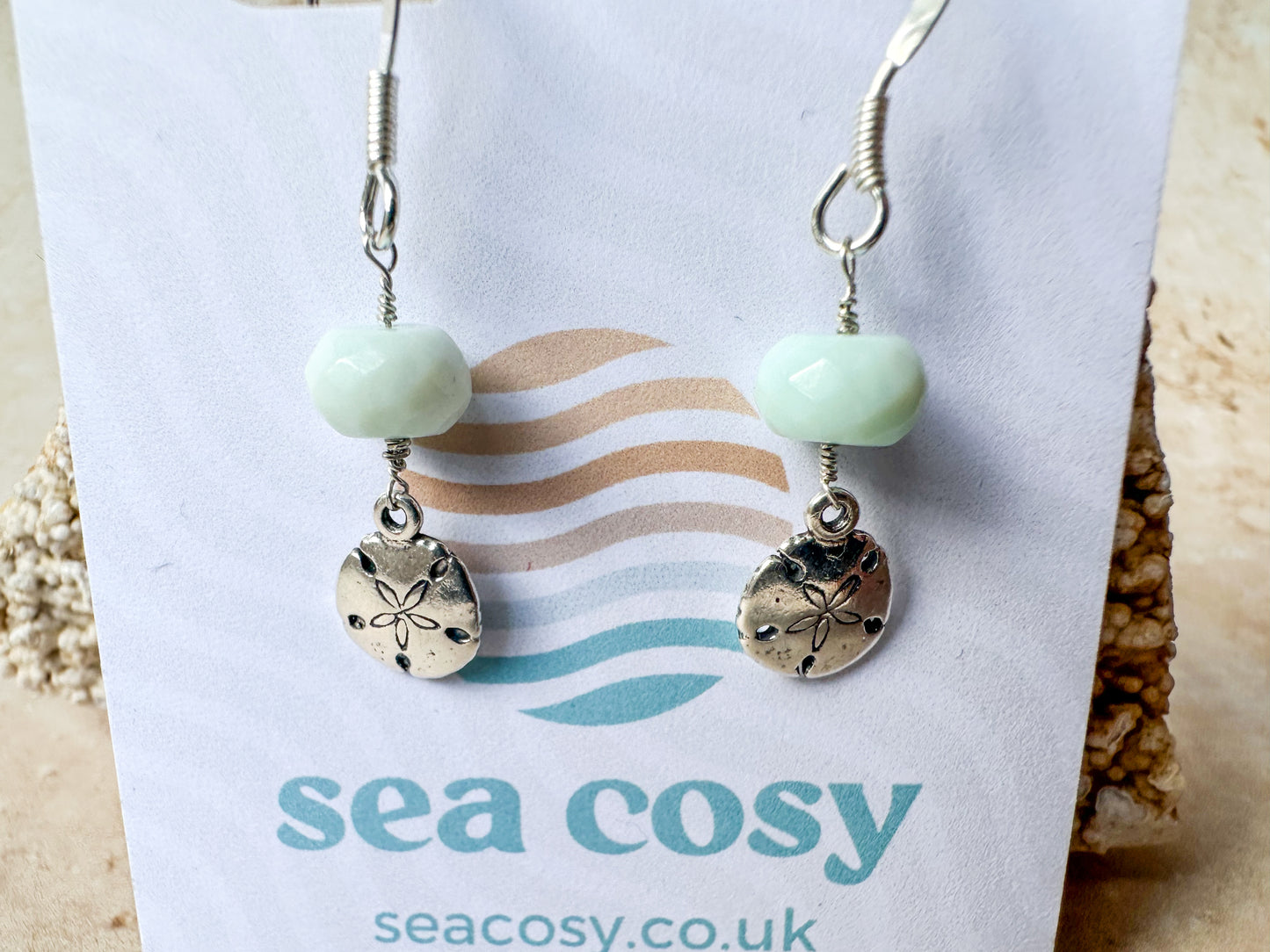 Sand dollar Peruvian opal earrings