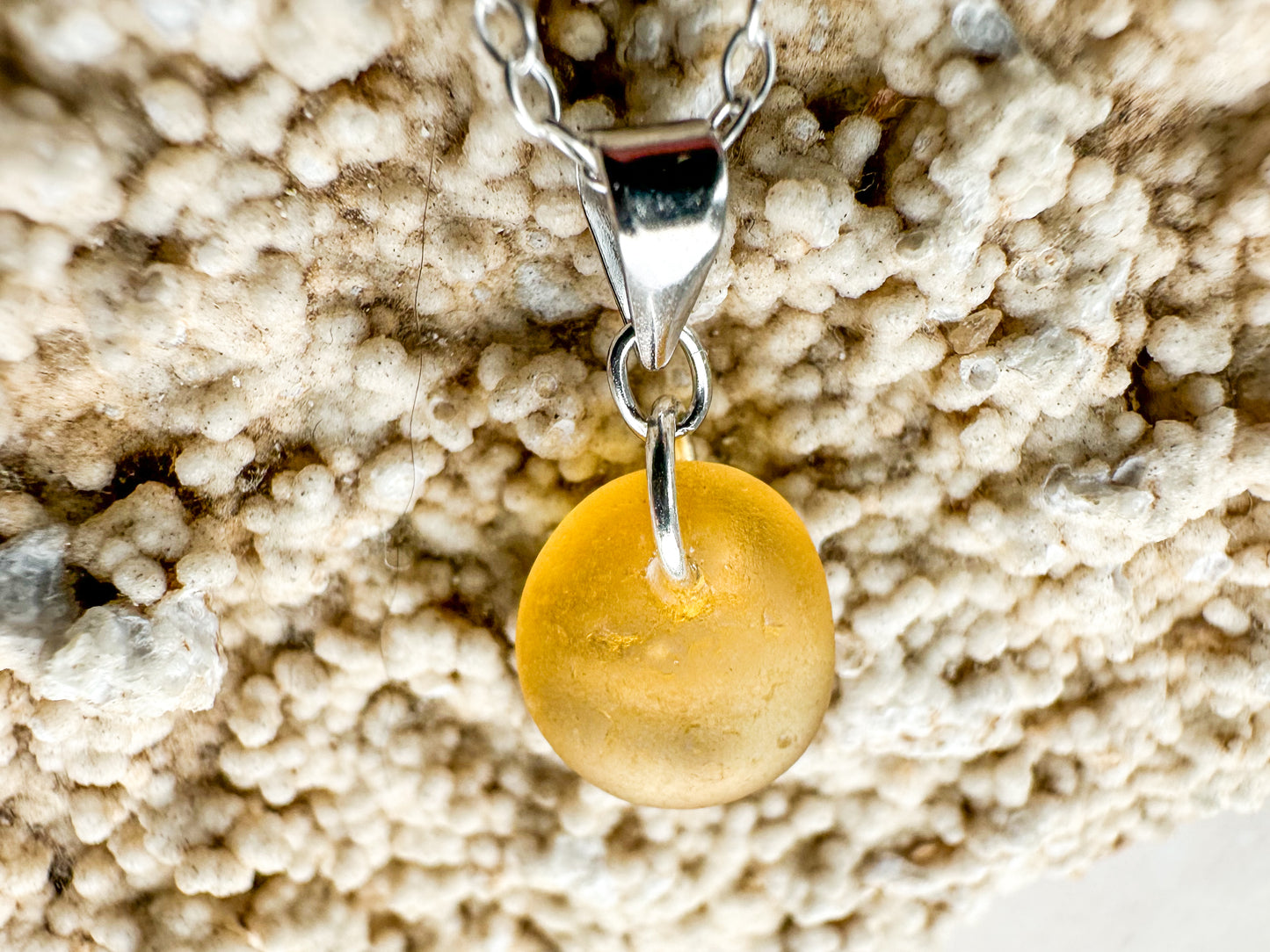 Honey yellow sea glass necklace