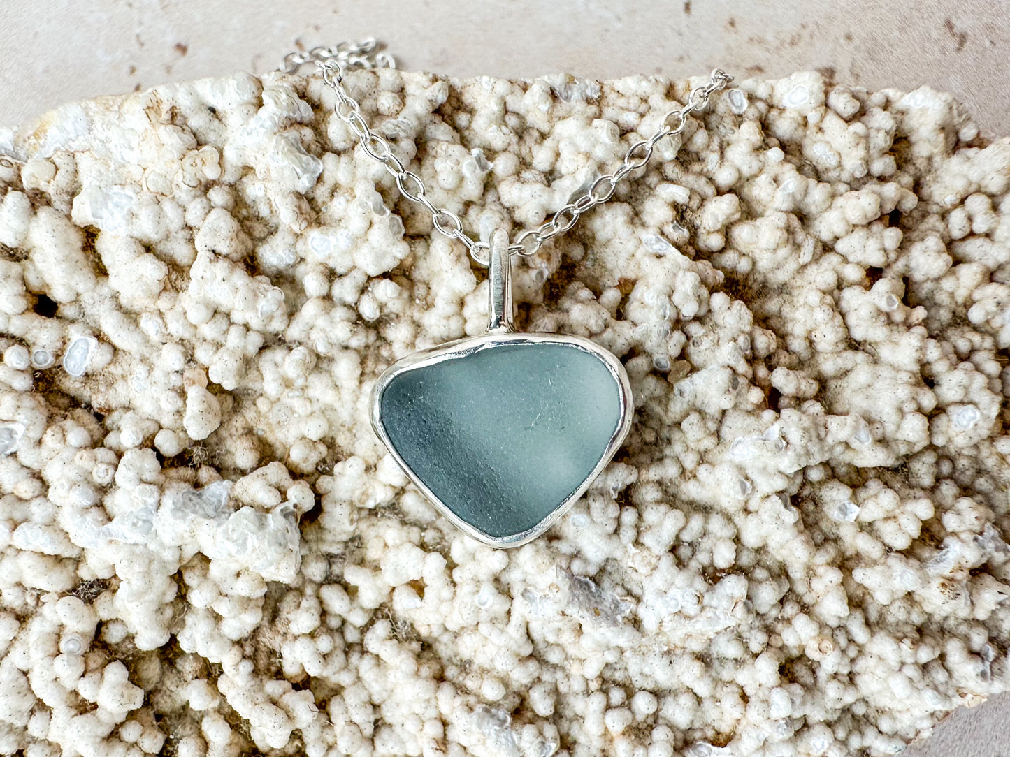 Blue grey sterling silver pendant