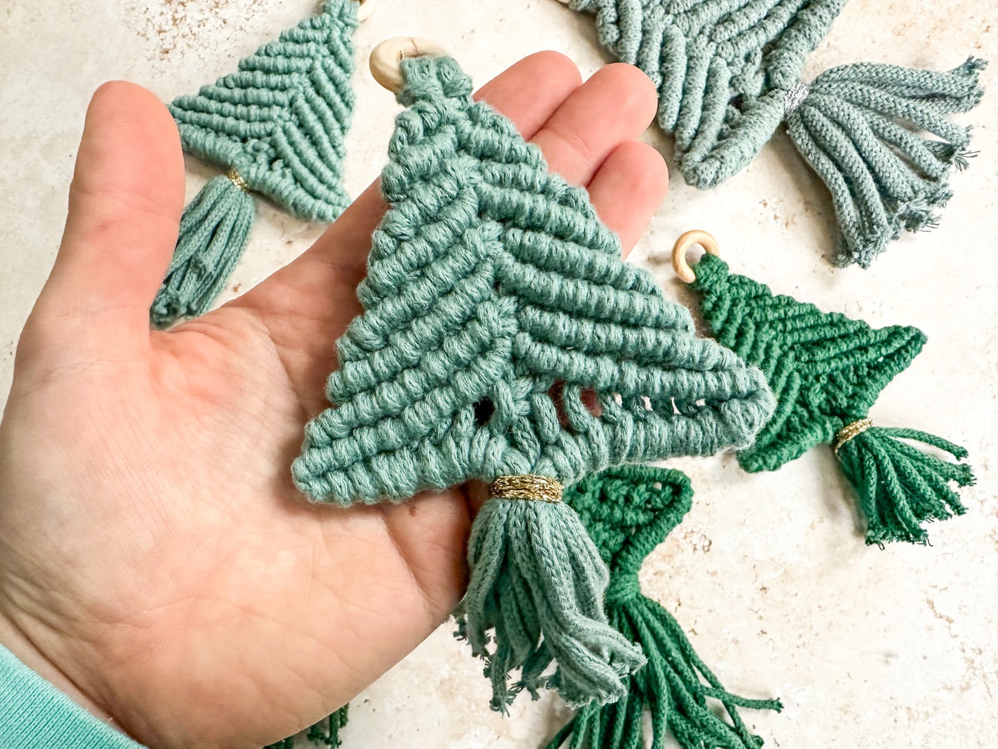 CLEARANCE Macrame Christmas trees small
