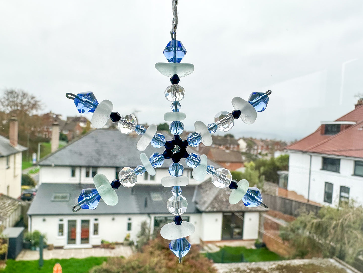 Sea glass snowflake ornament size small