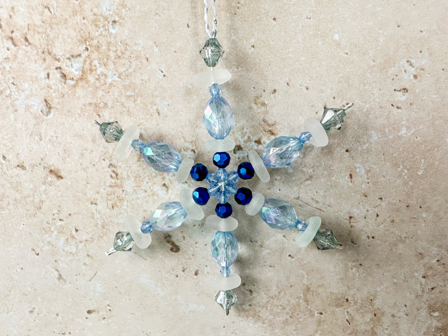 Sea glass snowflake ornament size small