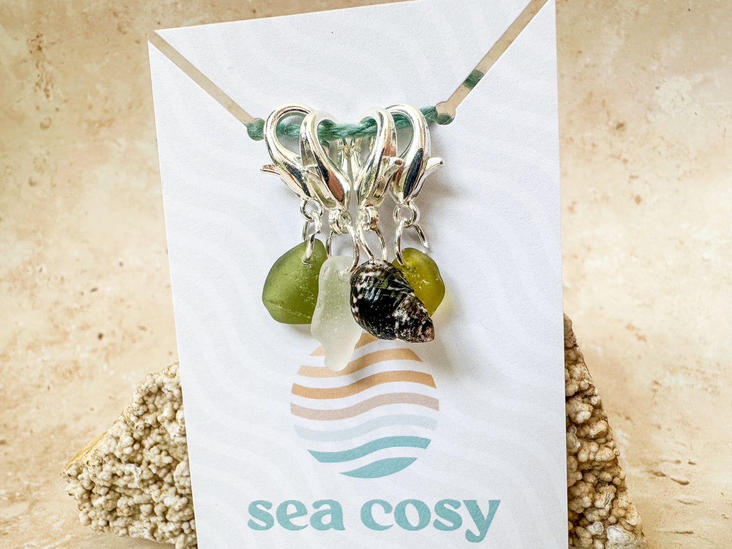 Sea glass and sea shell crochet stitch markers