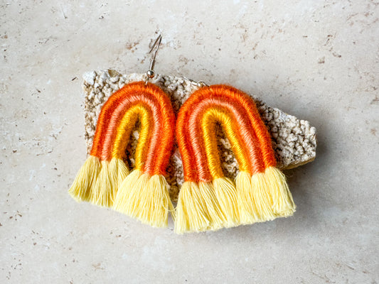 Rainbow macrame earrings