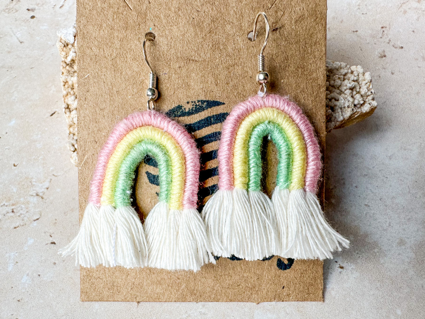 Rainbow macrame earrings
