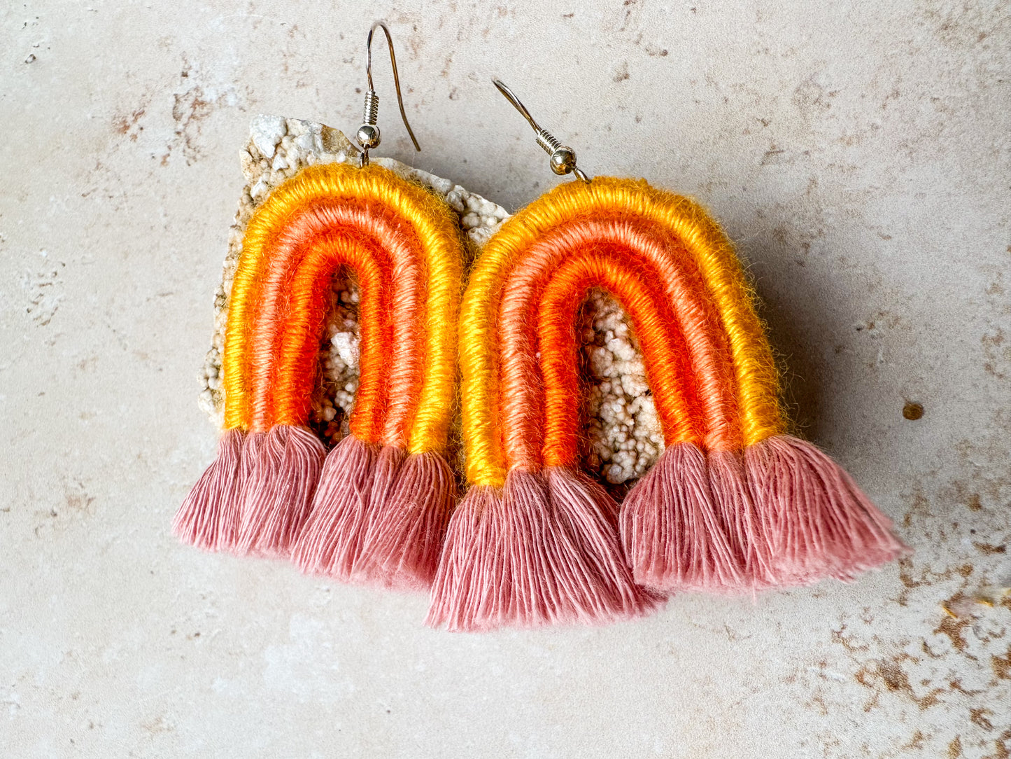 Rainbow macrame earrings