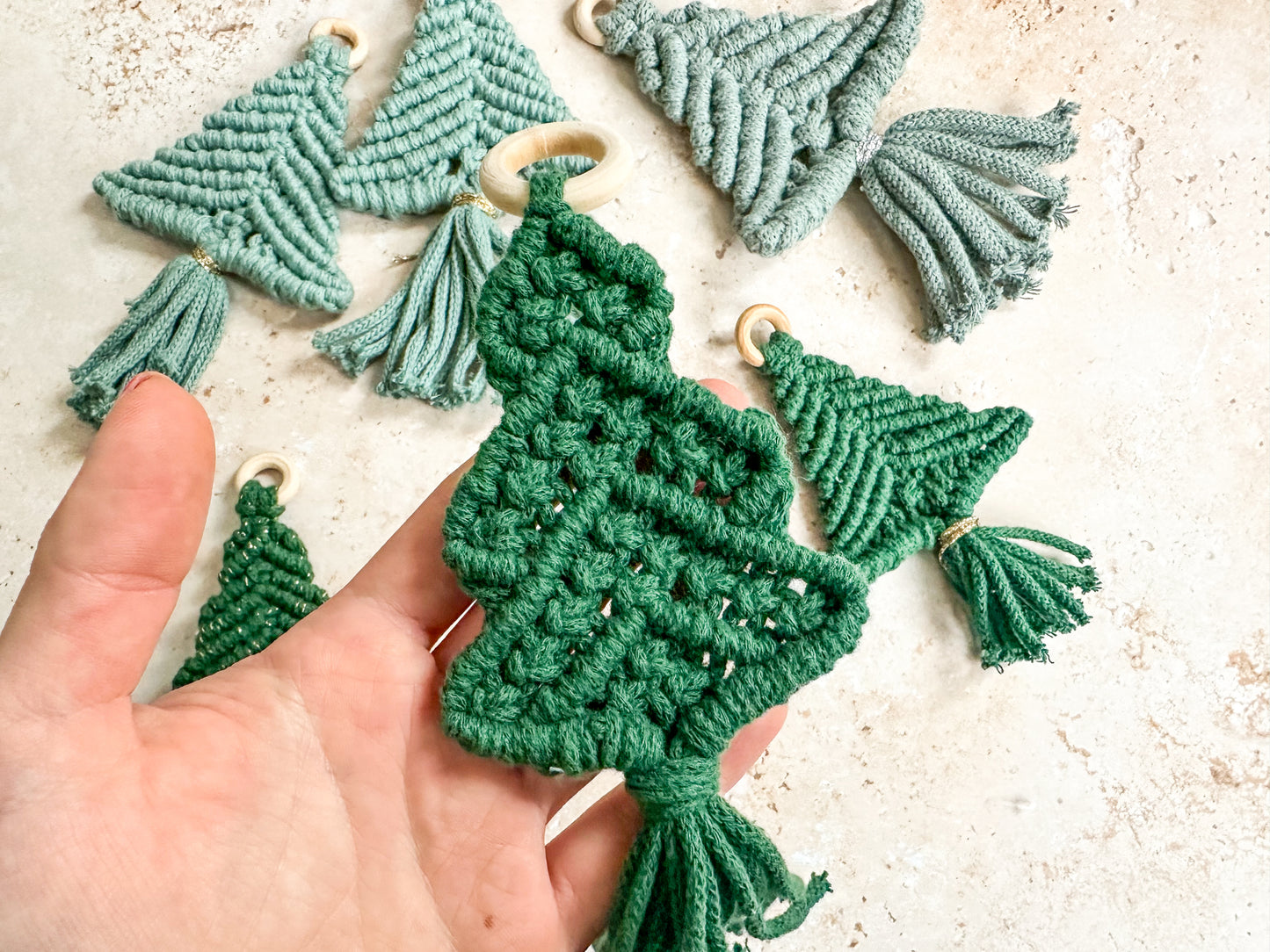 CLEARANCE Macrame Christmas trees small