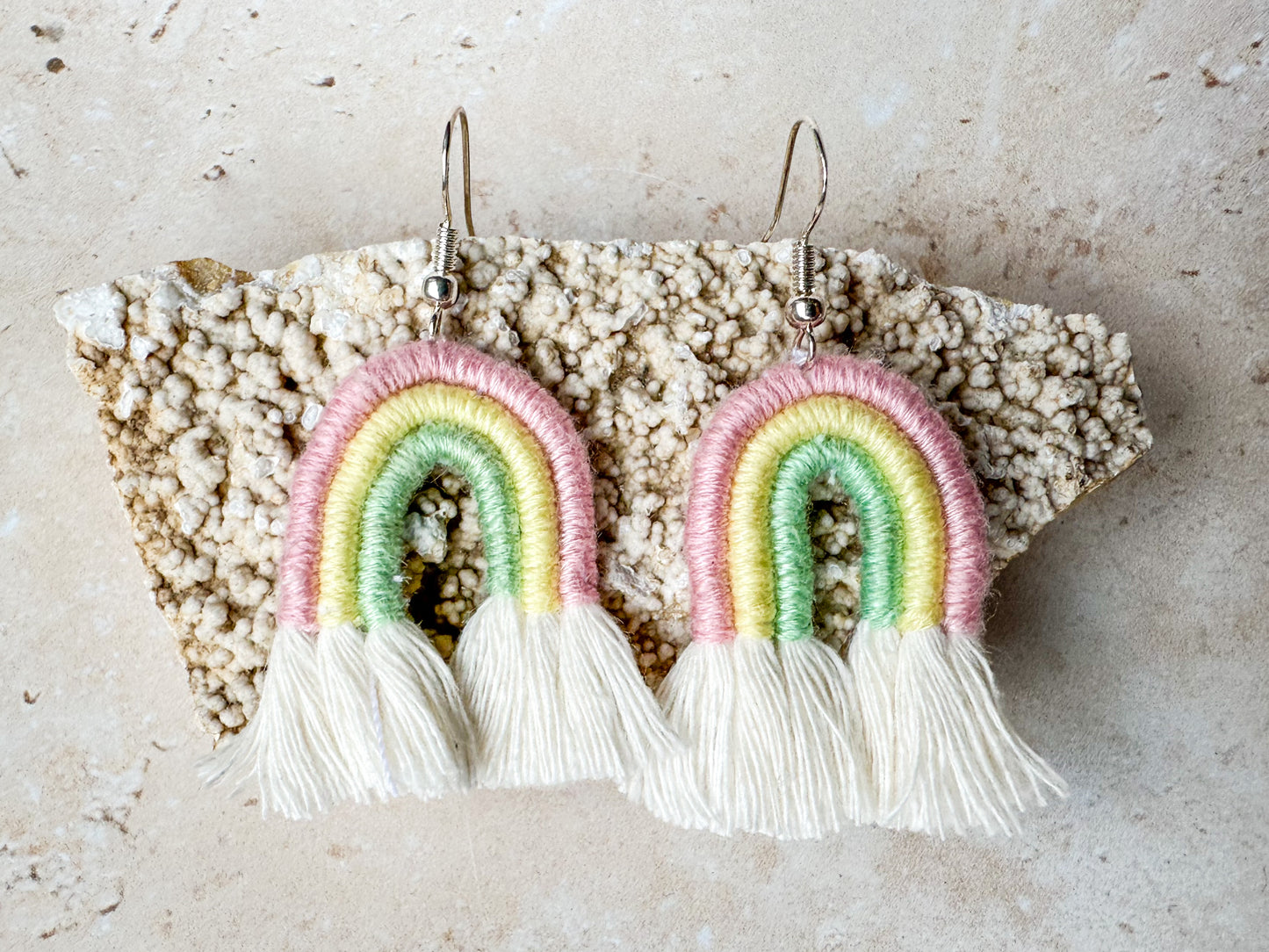 Rainbow macrame earrings