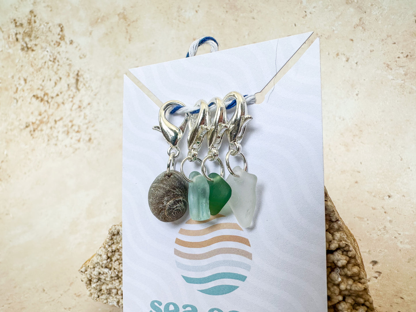 Sea glass and sea shell crochet stitch markers
