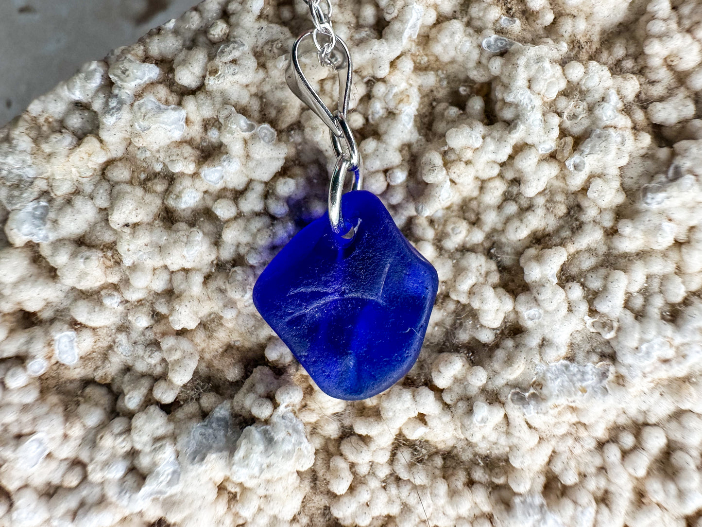 Blue sea glass necklace