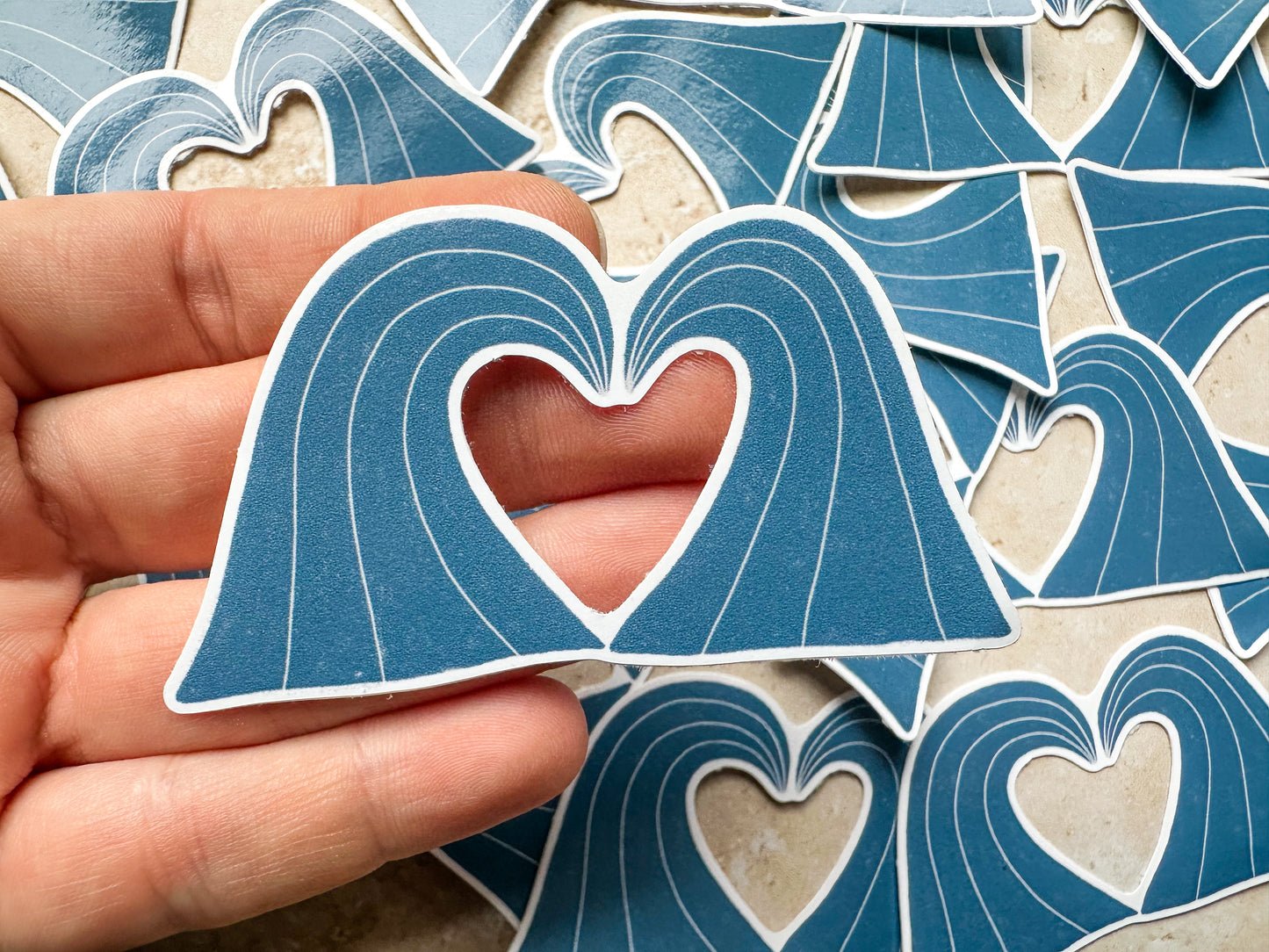 Wave heart sticker