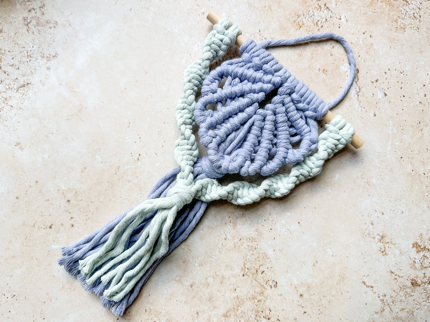 Macrame scallop shell wall hanging