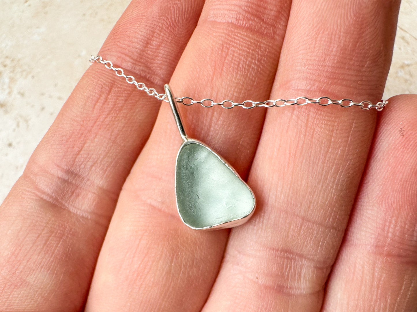 Seafoam sea glass necklace (with or without chain)