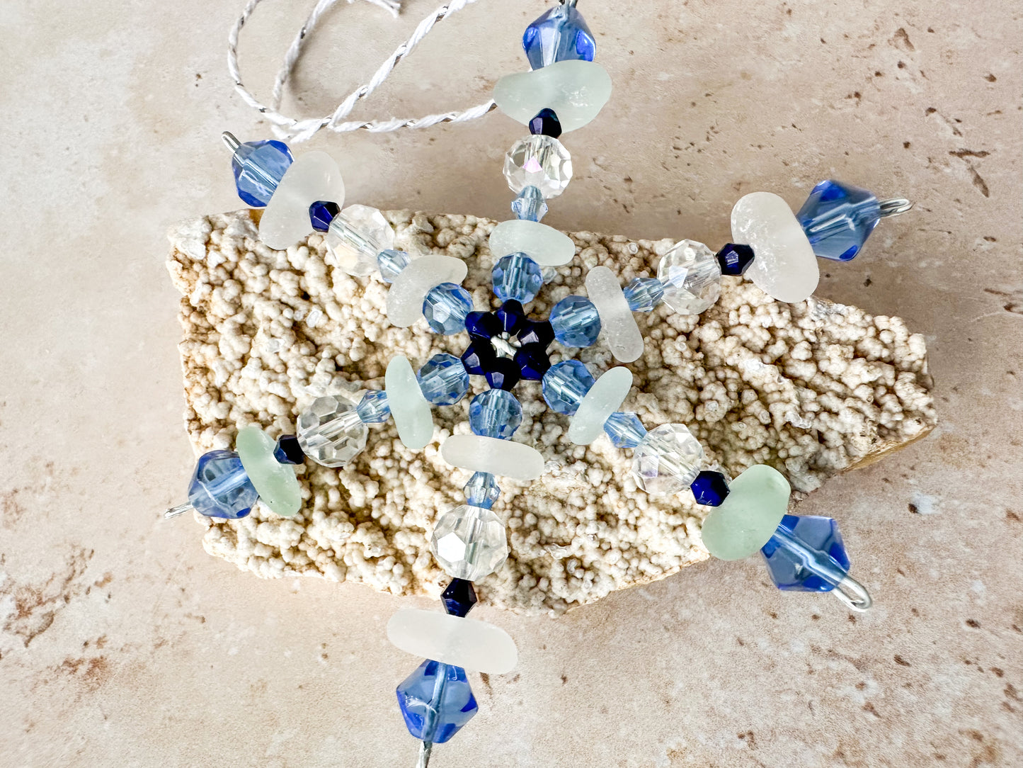 Sea glass snowflake ornament size small